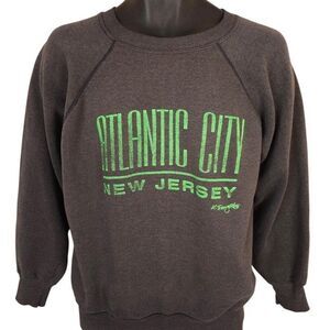 Vintage Atlantic City Sweatshirt Mens Size Medium Gray 80s New Jersey Made In US